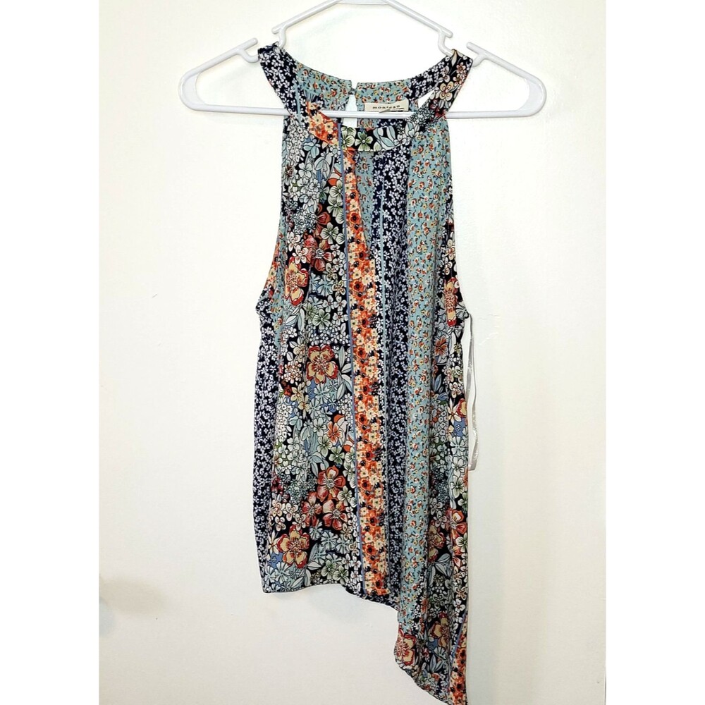 Monteau Floral Asymmetrical Halter Top Sz Juniors Large